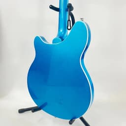 Blue Silver Sparkle Electric Guitar, Semi-Hollow, Stainless Steel Round-Head Frets, HH Pickups, Rosewood Fingerboard, 24 Frets, Free Shipping