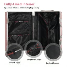 20" Carry On Suitcase Airline Approved, PC Hard Shell Luggage With Aluminum Frame, Spinner Wheels, Built-In Cup Holder, Travel Travel Suitcase