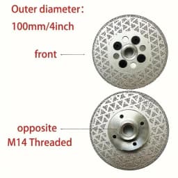1Set M14 Double Sided Vacuum Brazed Diamond Grinding Disc for Marble Concrete Ceramic Tiles