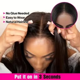 7x6 Straight Glueless Wigs Human Hair Pre-Plucked Pre-Cut 200% Density Frontal Wigs Brazilian Human for Beginners Natural Color
