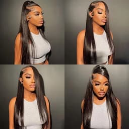 7x6 Straight Glueless Wigs Human Hair Pre-Plucked Pre-Cut 200% Density Frontal Wigs Brazilian Human for Beginners Natural Color