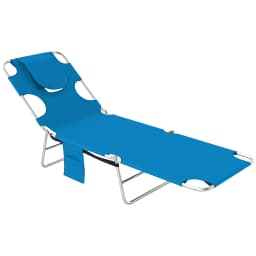 Outdoor Recliner Portable Adjustable with Face Groove Light Blue