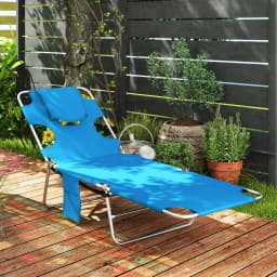 Outdoor Recliner Portable Adjustable with Face Groove Light Blue