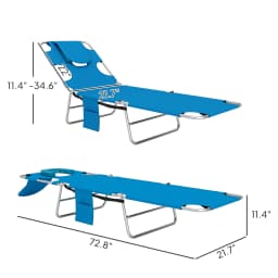 Outdoor Recliner Portable Adjustable with Face Groove Light Blue