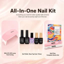Ovanlee All-in-One Gel Nail Polish Kit – Complete Starter Set with Mini UV/LED Lamp, 2 Colors (10ml), Base & Top Coat, Primer Bonder & Nail Files for Salon-Quality DIY Manicure at Home