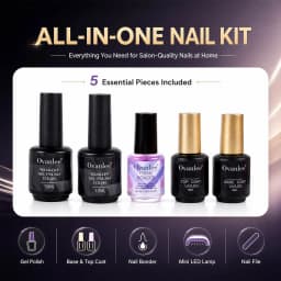 Ovanlee All-in-One Gel Nail Polish Kit – Complete Starter Set with Mini UV/LED Lamp, 2 Colors (10ml), Base & Top Coat, Primer Bonder & Nail Files for Salon-Quality DIY Manicure at Home