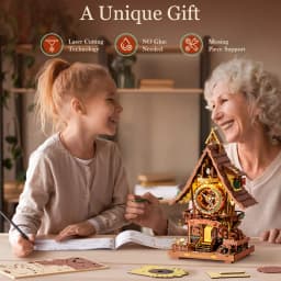 ROKR Wooden 3D Puzzle Cuckoo Clock Mechanical Model Building Kit 435 Pieces DIY Craft Kit with 2 Light for Home Decor Brain Teasers Jigsaw Toys for Adults Teens