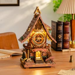 ROKR Wooden 3D Puzzle Cuckoo Clock Mechanical Model Building Kit 435 Pieces DIY Craft Kit with 2 Light for Home Decor Brain Teasers Jigsaw Toys for Adults Teens