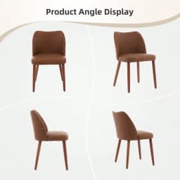 Dining Chairs Set Of 4, Boucle Upholstered Fabric Dining Chair With Wood Legs, Farmhouse Accent Chairs With Wing Backrest For D