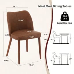Dining Chairs Set Of 4, Boucle Upholstered Fabric Dining Chair With Wood Legs, Farmhouse Accent Chairs With Wing Backrest For D