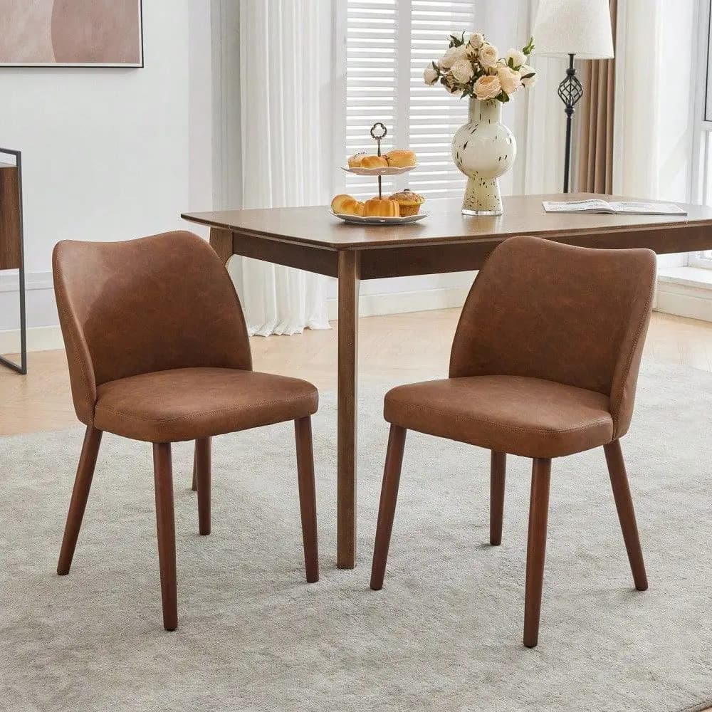 Dining Chairs Set Of 4, Boucle Upholstered Fabric Dining Chair With Wood Legs, Farmhouse Accent Chairs With Wing Backrest For D