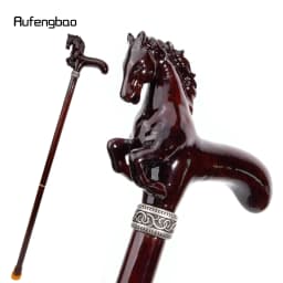 Brown Horse Wooden Fashion Walking Stick Decorative Cospaly Cane Halloween Wood Mace Crutch  Wand Crosier 96cm