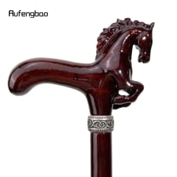 Brown Horse Wooden Fashion Walking Stick Decorative Cospaly Cane Halloween Wood Mace Crutch  Wand Crosier 96cm