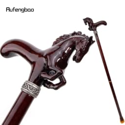 Brown Horse Wooden Fashion Walking Stick Decorative Cospaly Cane Halloween Wood Mace Crutch  Wand Crosier 96cm