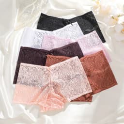 FINETOO 8Pcs/Set Women Mid‑Rise Lace Boyshort Panties Floral Hollow‑Out Sheer Lace Briefs Stretch Breathable Ladies Underwear Soft Comfy Multi‑Color Pack Lace Underpants for Daily Casual Wear S‑XL
