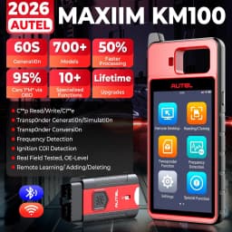 Autel MaxiIM KM100 KM100E KM100X Key Fob Programmer IMMO Tool 60s Universal Key Generation OBD Key Learning for 90% Cars Chip Read/Write/Clone 2 IKEY