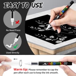 8pcs Black and White Acrylic Paint Markers Set, Large Ink Capacity, Acrylic Markers for Illustration Sketching, Wood, Glass, Fab