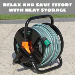 Rugged Garden Hose Reel with Collapsible Handle, Tool-Free Installation, Compact Design Saves Space, Compatible with Standard Faucets, Suitable for Yard or Garage Cleaning