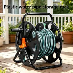 Rugged Garden Hose Reel with Collapsible Handle, Tool-Free Installation, Compact Design Saves Space, Compatible with Standard Faucets, Suitable for Yard or Garage Cleaning