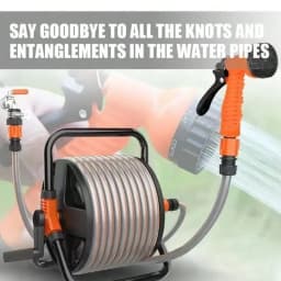 Rugged Garden Hose Reel with Collapsible Handle, Tool-Free Installation, Compact Design Saves Space, Compatible with Standard Faucets, Suitable for Yard or Garage Cleaning