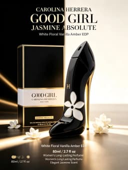 Carolina Herrera Good Girl Jasmine Absolute EDP for Women, 2.7 fl oz/80ml, 1 Bottle, Jasmine White Floral Vanilla Amber Long Lasting Perfume, Birthday Gift for Her, Fall, Halloween, Thanksgiving, Black Friday, Christmas, New Year Gift