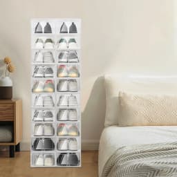 20PCS Foldable Heart-Shaped Shoe Box Transparent Plastic Shoes Storage Case DIY Dustproof Home Storage Container 23*33*14cm