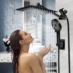 Bathroom Rainfall Shower Head 8/10/12" Square With Adjustable Extension Arm, High Pressure Shower Head, Ultra Thin Rainfall Bath Shower With Silicone Nozzle, Three Function Handheld Showerhead