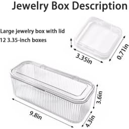 Transparent Acrylic Crystal Jewelry Box & Organizer - 1 Pack Lightweight Covered Storage for Dresser Organization, 12 Portable Anti-Tarnish Compartments for Earrings, Rings, Necklaces, Acrylic Crystal Jewelry Boxes & Organizers, Organize Jewelry