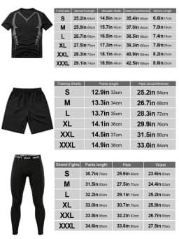 Men's 4 Piece Workout Set, T-Shirt Shorts Leggings Hoodie, Lightweight Quick Dry Breathable Gym Set, Ships from US