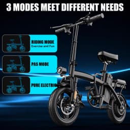 Folding Electric Bike for Adults 500W Brushless Motor Removable Battery 14" All‑Terrain Fat Tire 3 Riding Modes Foldable Ebike for Urban Commute