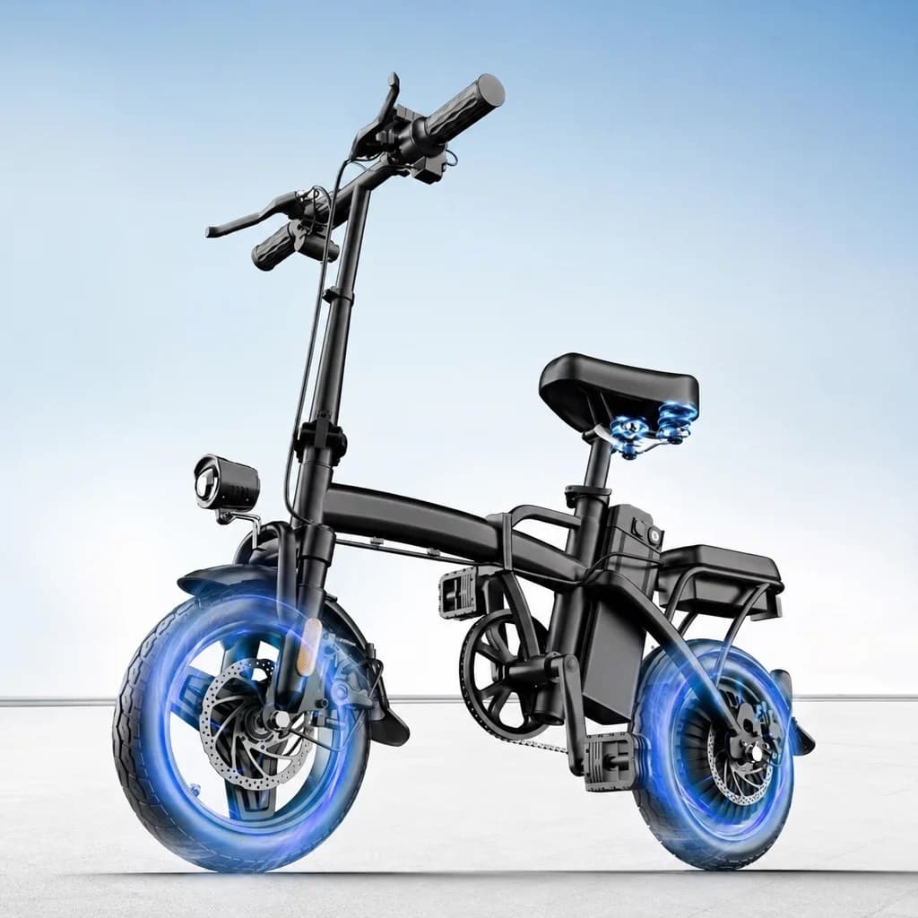 Folding Electric Bike for Adults 500W Brushless Motor Removable Battery 14" All‑Terrain Fat Tire 3 Riding Modes Foldable Ebike for Urban Commute