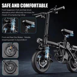 Folding Electric Bike for Adults 500W Brushless Motor Removable Battery 14" All‑Terrain Fat Tire 3 Riding Modes Foldable Ebike for Urban Commute