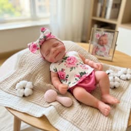 13 Inch Full Body Silicone Reborn Doll Pascale Closed Eyes Sleeping With Floral Print Outfit Hand Painted Waterproof Soft Touch Bebe Reborn Collectible Display Gift
