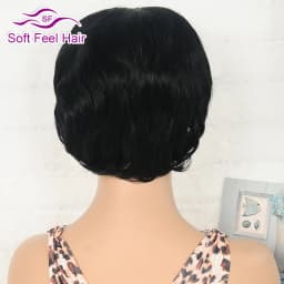 Chic Pixie Cut Human Hair Wigs With Bangs Full Machine Made Layered Straight Curly Human Hair Wigs For Women