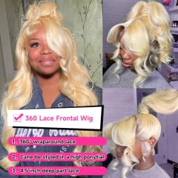 HD 360 Full Lace Wig Human Hair Pre Plucked 613 Honey Blonde Color Lace Front Wigs For Women Remy Vietnamese 13x4 13x6 Lace Frontal Body Wave Wigs 200% 220% Density