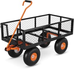 Garvee Steel Garden Cart, Heavy Duty 500 Lbs Capacity, With Removable Mesh Sides Utility Metal Wagon Perfect For Garden Farm Yard 180° Rotating Handle
