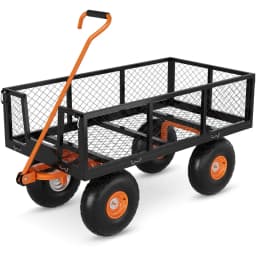 Garvee Steel Garden Cart, Heavy Duty 500 Lbs Capacity, With Removable Mesh Sides Utility Metal Wagon Perfect For Garden Farm Yard 180° Rotating Handle