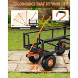 Garvee Steel Garden Cart, Heavy Duty 500 Lbs Capacity, With Removable Mesh Sides Utility Metal Wagon Perfect For Garden Farm Yard 180° Rotating Handle