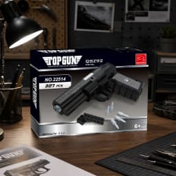DIY Assembled Pistol Building Blocks 327 Pieces Simulation Handgun Model Simulated Bullet Accessories Non‑shooting Puzzle Toy Home Decor Surprise Holiday Gift For Boys Teens Halloween Birthday Christmas