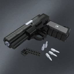 DIY Assembled Pistol Building Blocks 327 Pieces Simulation Handgun Model Simulated Bullet Accessories Non‑shooting Puzzle Toy Home Decor Surprise Holiday Gift For Boys Teens Halloween Birthday Christmas