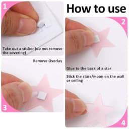 Glow in the Dark Stars for Room Decor, Plastic Luminous Fluorescent, Pink, 100 Stars 1 Moon with Adhesive Pads, 3D Ceiling Wall
