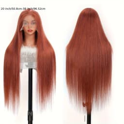 TIMOPOL 13x4 HD Transparent Lace Frontal Human Hair Wig, Vibrant 350 Ginger‑Orange Straight Texture, Pre‑Plucked Hairline with Baby Hair for Women