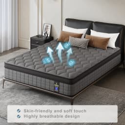 12/14 Inch Memory Foam Hybrid Mattress With Pocket Springs, Twin, Full, Queen, King, Sizes In A Box, Medium Firm, Mattresses For Support Comfort, Fiberglass-Free Suitable For Home Bedrooms, Hotels and Halls of Residence