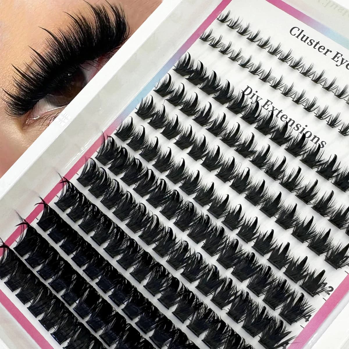 HBZGTLAD 12 Rows Manga Lash Clusters With Spikes Wispy Cluster Eyelash Extensions Fluffy Anime Eyelashes Clusters