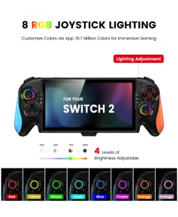 DinoFire JC700 Wired Controller for Switch 2 with Hall Effect Joystick, Back Buttons, 6 Turbo Speeds 6 Game Card Slots