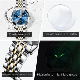 OLEVS 9998 Women Watch Luxury Original Quartz Fashion Brand Diamond Waterproof Luminous Wristwatch Calendar Window Elegance Design For Women
