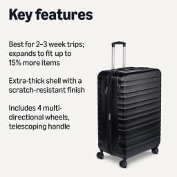 30" Hardshell Large Suitcase with Multi-directional Wheels, Expandable for 15% More Space, Scratch-Resistant Shell, Black