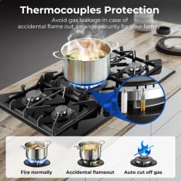 30 Inch Gas Cooktop 5-Burner Black Glass Built-In Stove Top Natural Gas/LPG Convertible for Kitchen