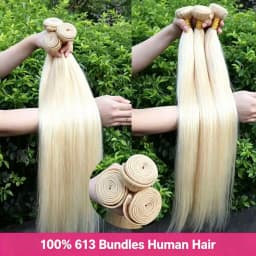 613 Bundles Human Hair Straight 1 3 4 Bundles Deal Smooth Brazilian Human Hair Bundle 30 32 34 36 38 Inch Long Honey Blonde Colored 100% Human Hair Extensions For Women