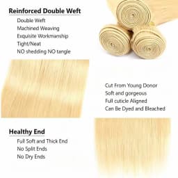 613 Bundles Human Hair Straight 1 3 4 Bundles Deal Smooth Brazilian Human Hair Bundle 30 32 34 36 38 Inch Long Honey Blonde Colored 100% Human Hair Extensions For Women